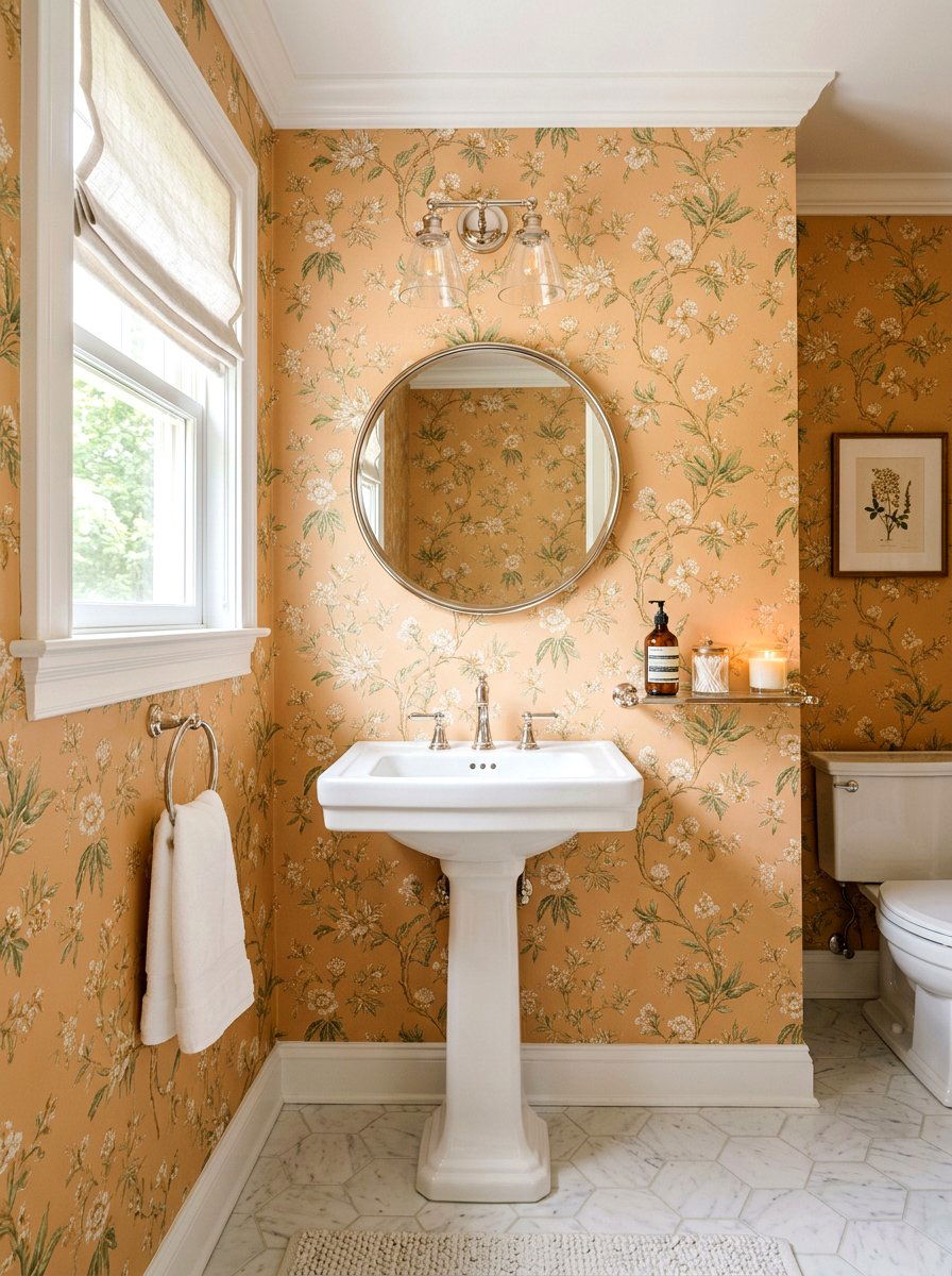 Apricot Powder Room Wallpaper - 30 apricot powder room ideas