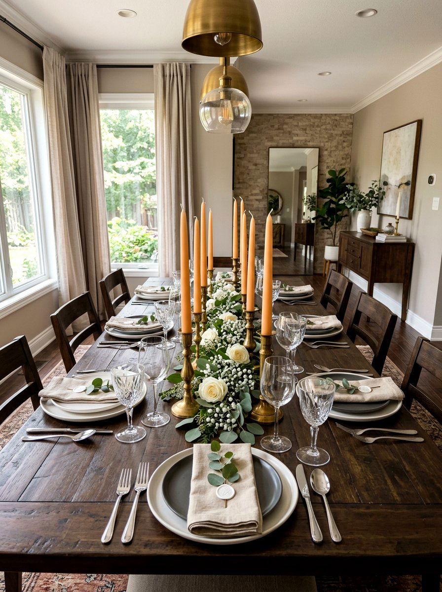 Apricot Taper Candles - 30 apricot table decor ideas