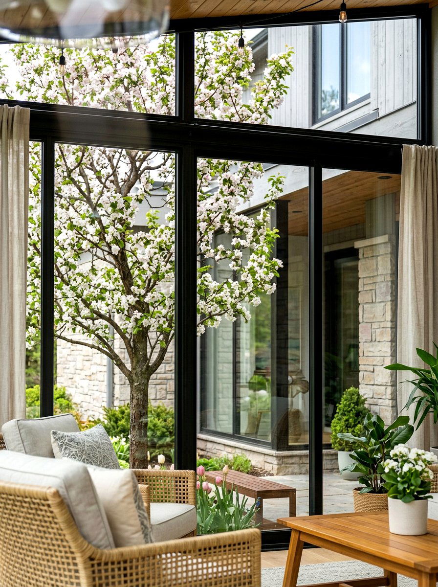 Apricot Tree Sunroom View - 30 orchard backyard ideas