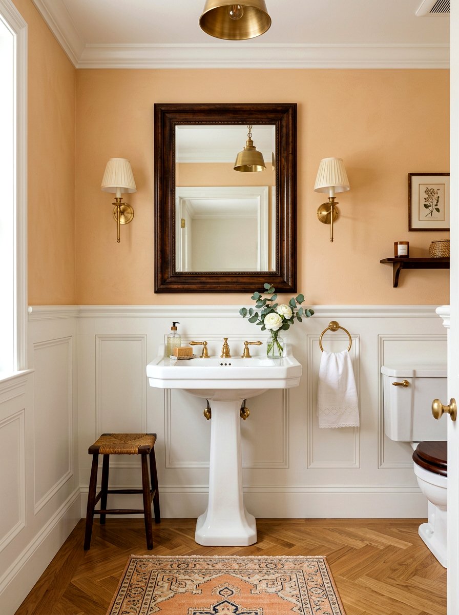 Apricot Wainscoting Powder Room - 30 apricot powder room ideas