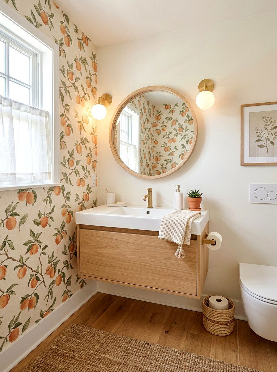 Apricot Wallpaper - 30 fruit wallpaper powder room ideas