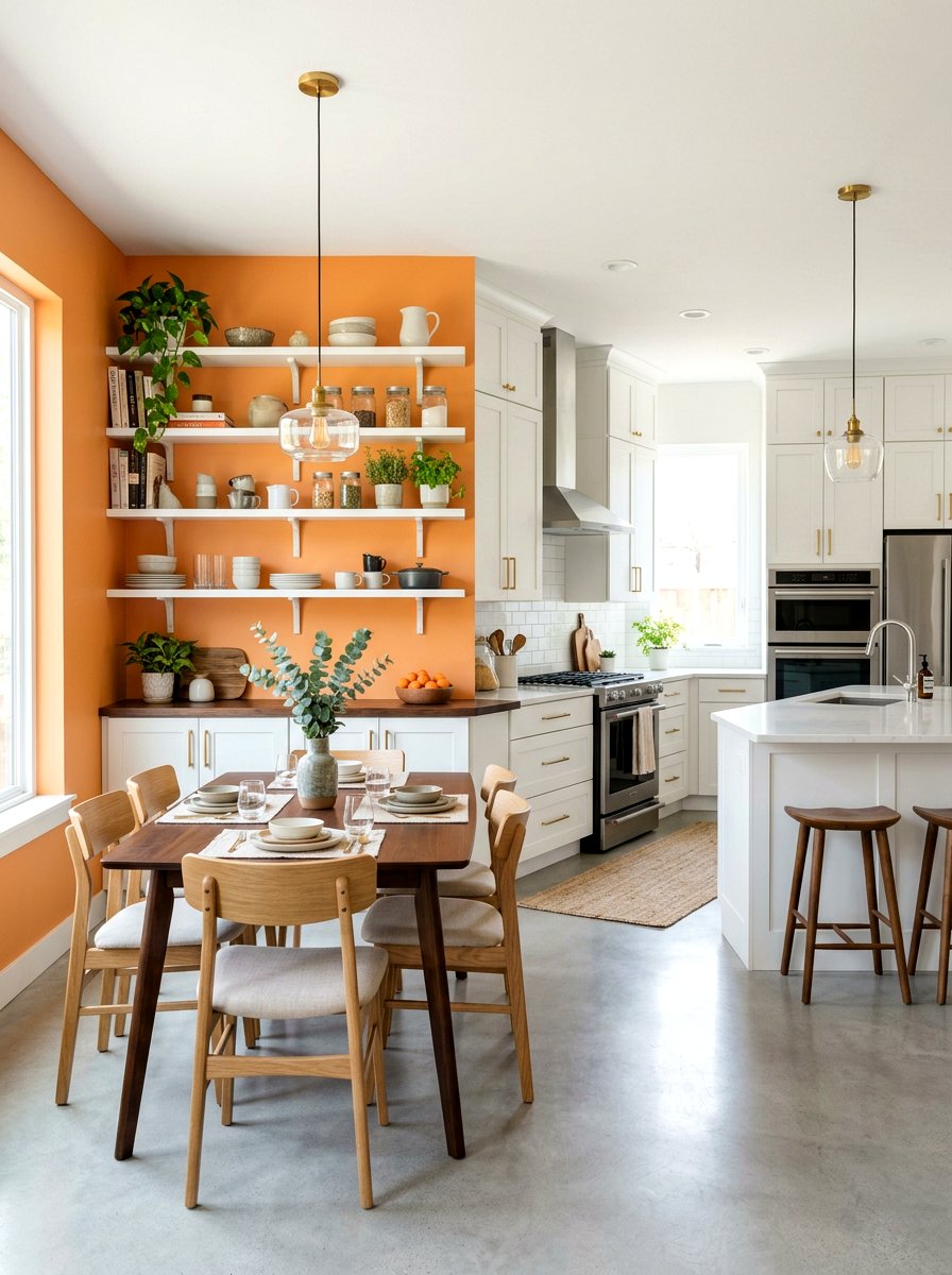 Apricot accent wall kitchen - 30 apricot kitchen ideas