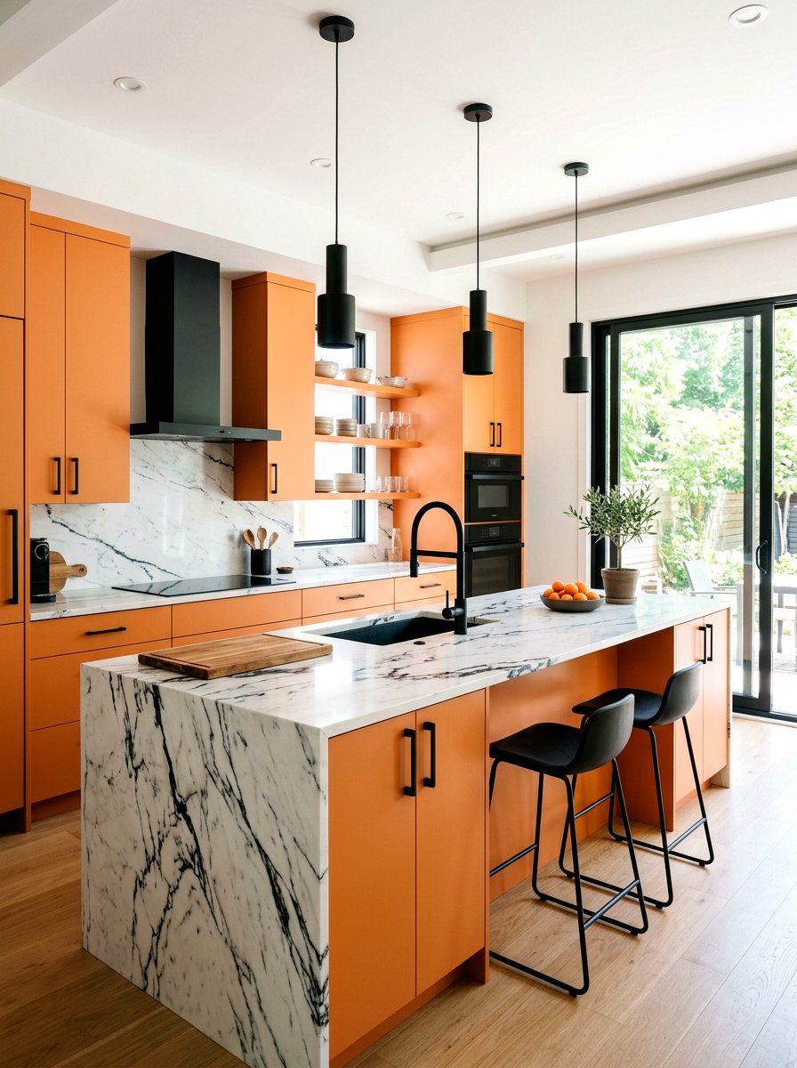 Apricot and black kitchen - 30 apricot kitchen ideas