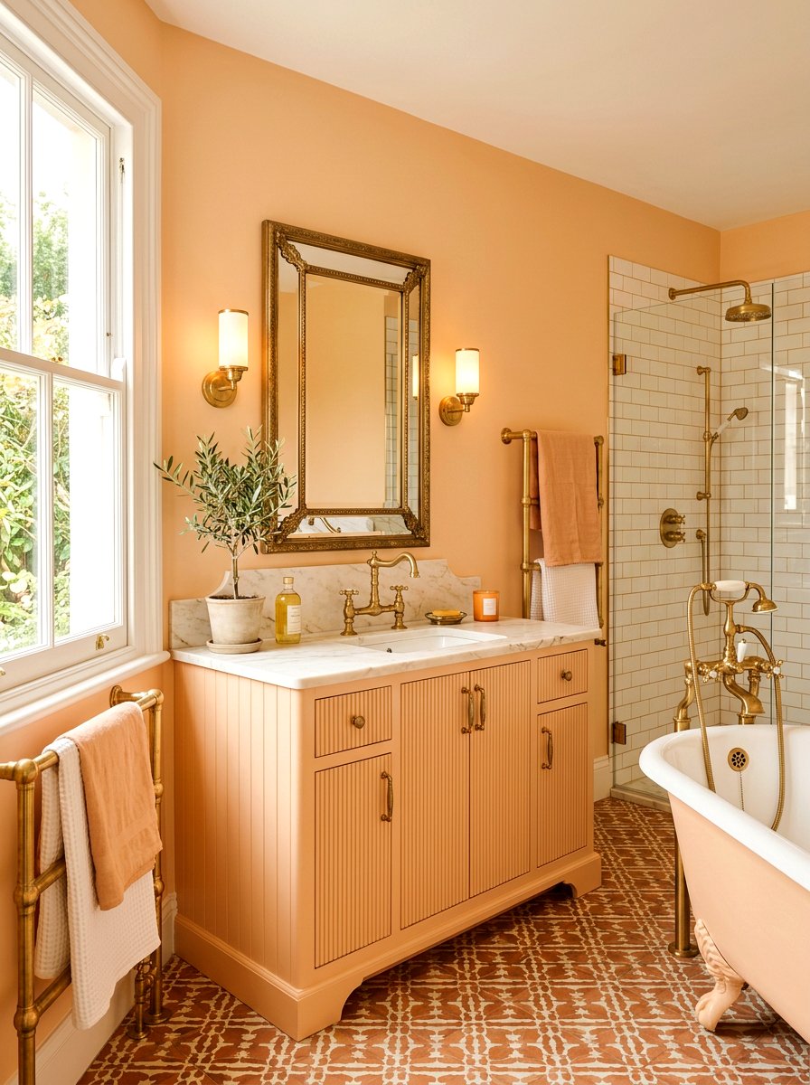 Apricot and brass bathroom - 30 apricot bathroom ideas