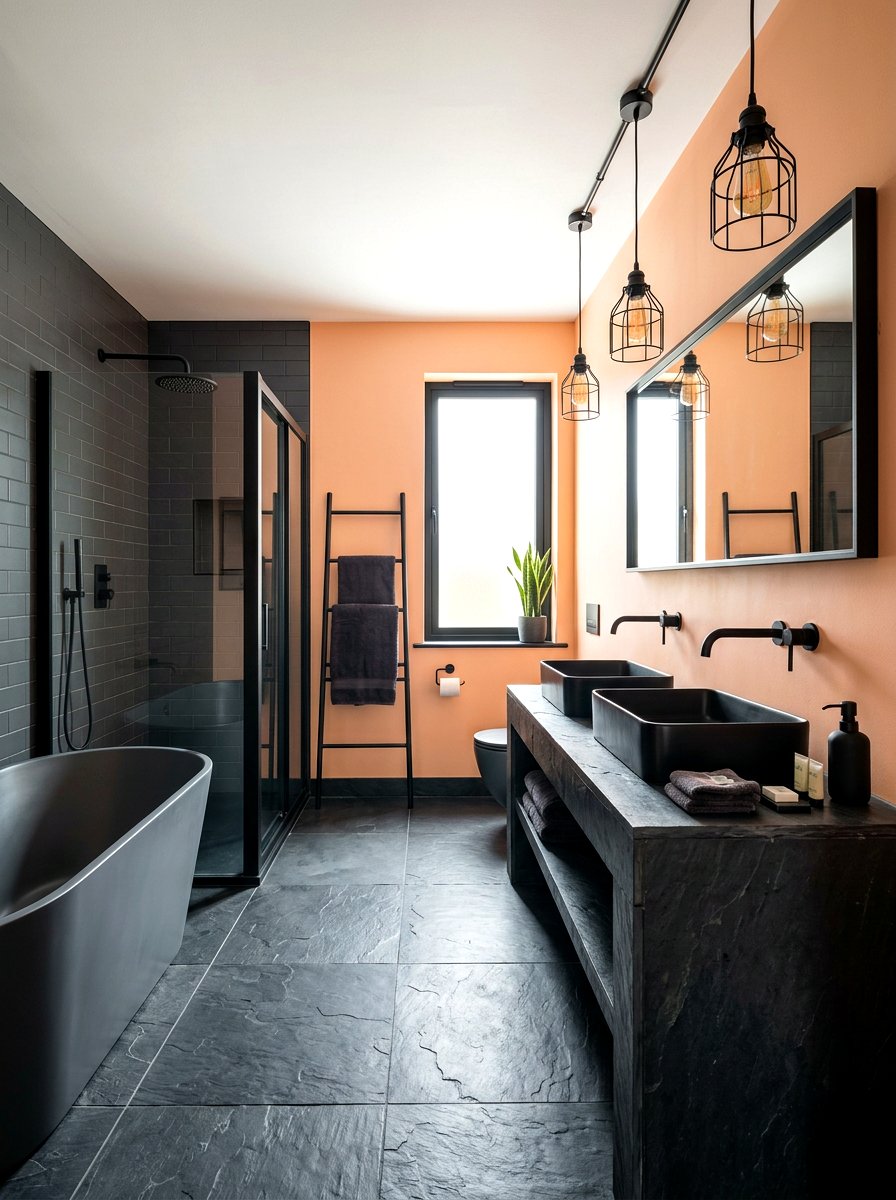 Apricot and charcoal bathroom - 30 apricot bathroom ideas