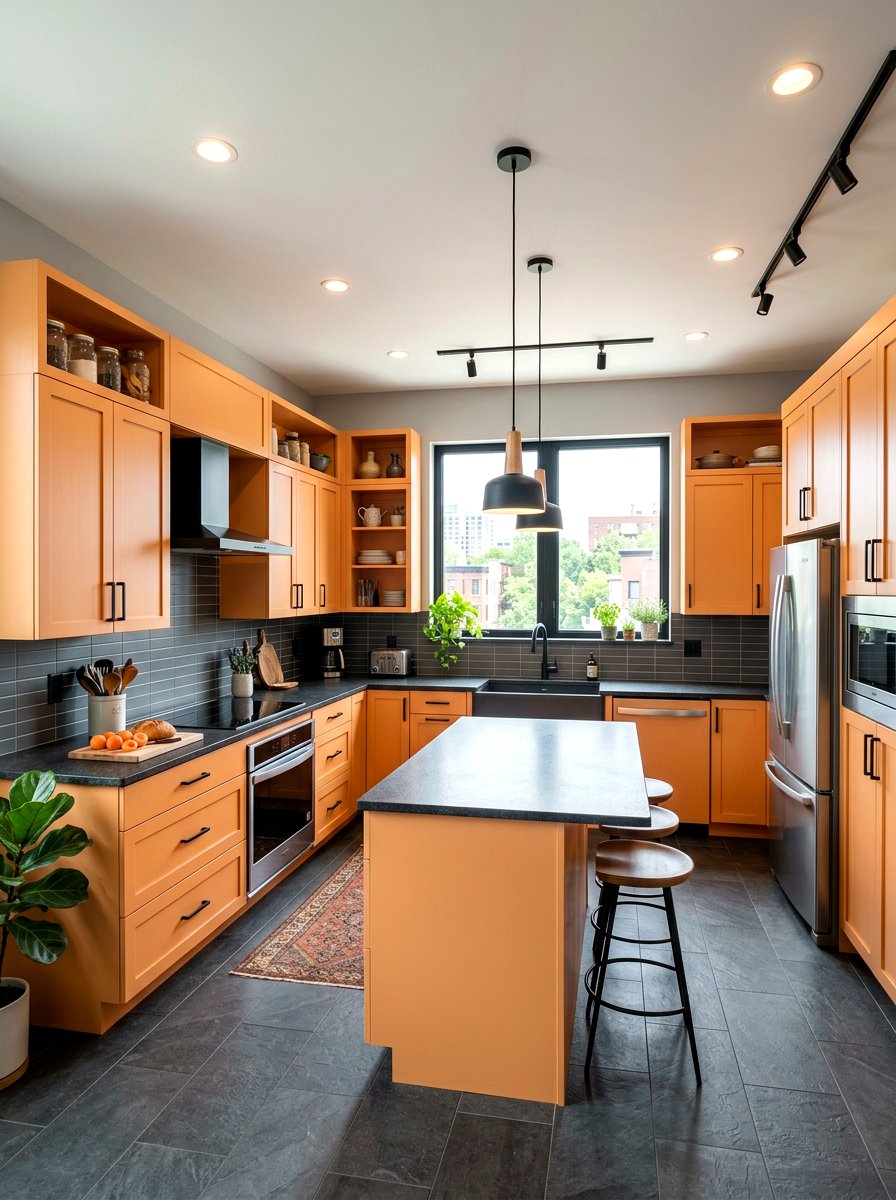 Apricot and grey kitchen - 30 apricot kitchen ideas