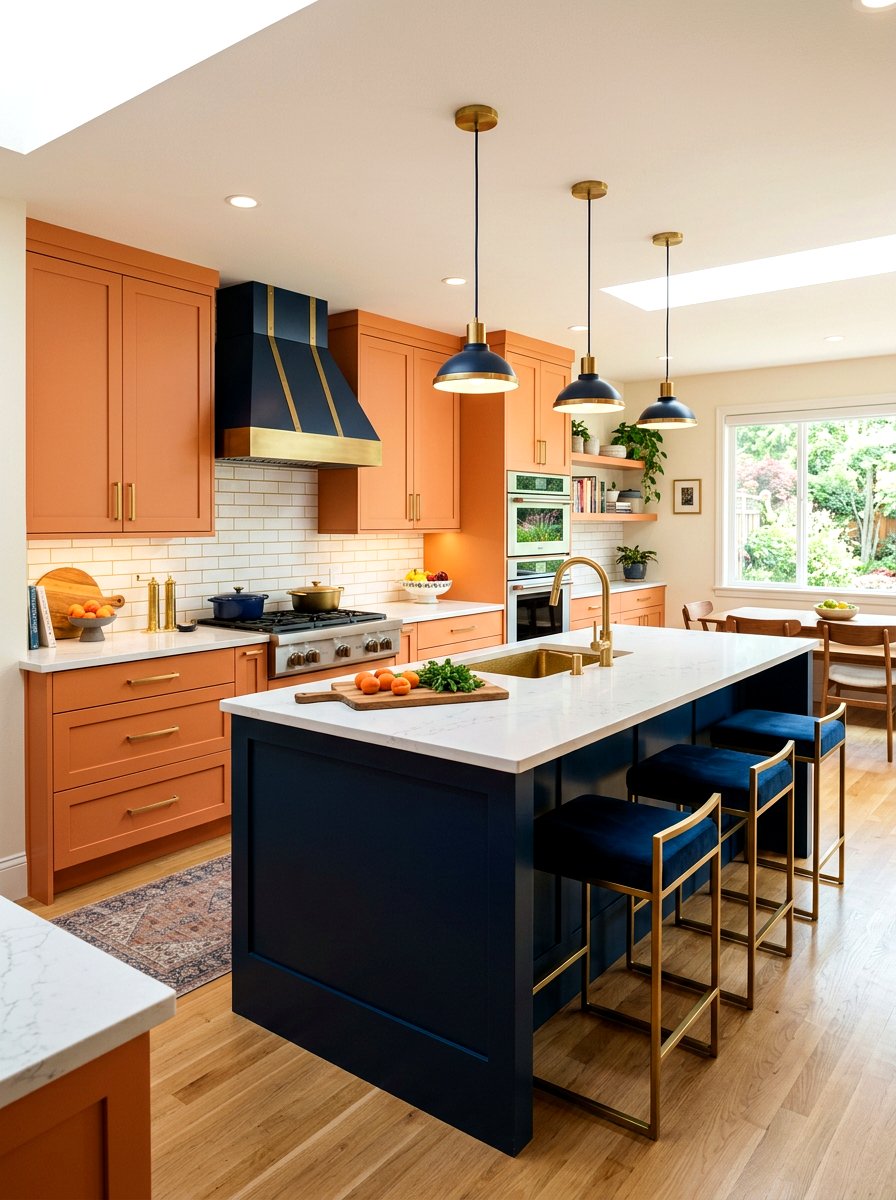 Apricot and navy blue kitchen - 30 apricot kitchen ideas
