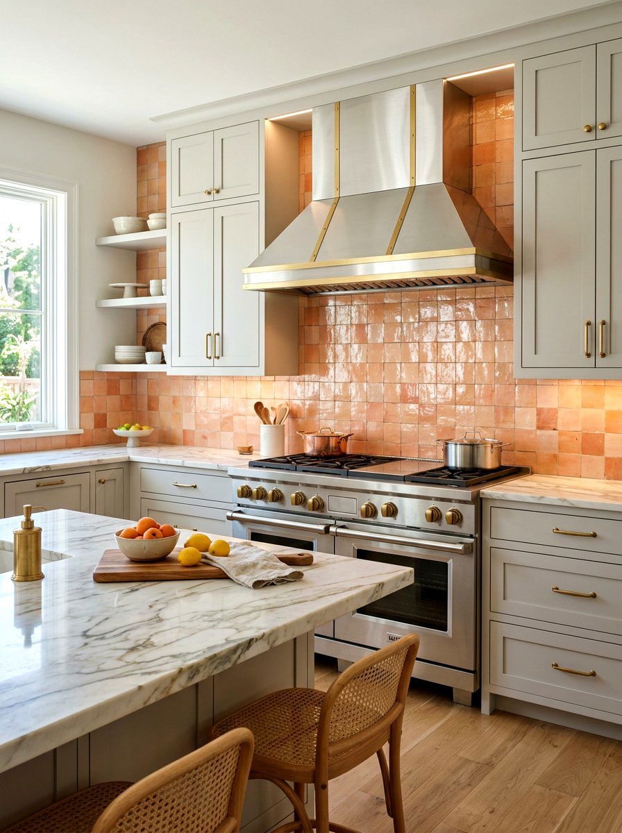 Apricot backsplash tiles - 30 apricot kitchen ideas