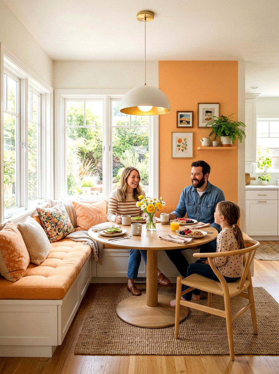 Apricot breakfast nook - 30 apricot kitchen ideas
