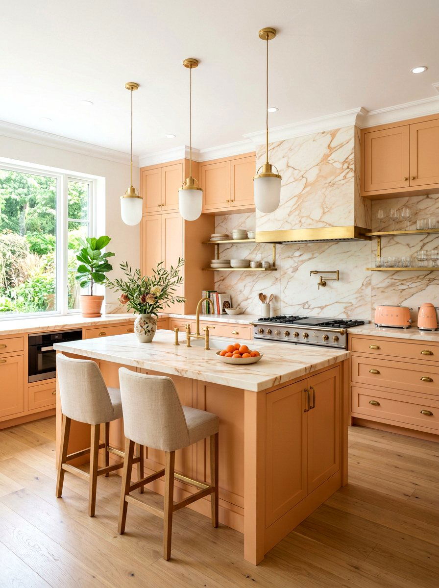 Apricot marble kitchen - 30 apricot kitchen ideas