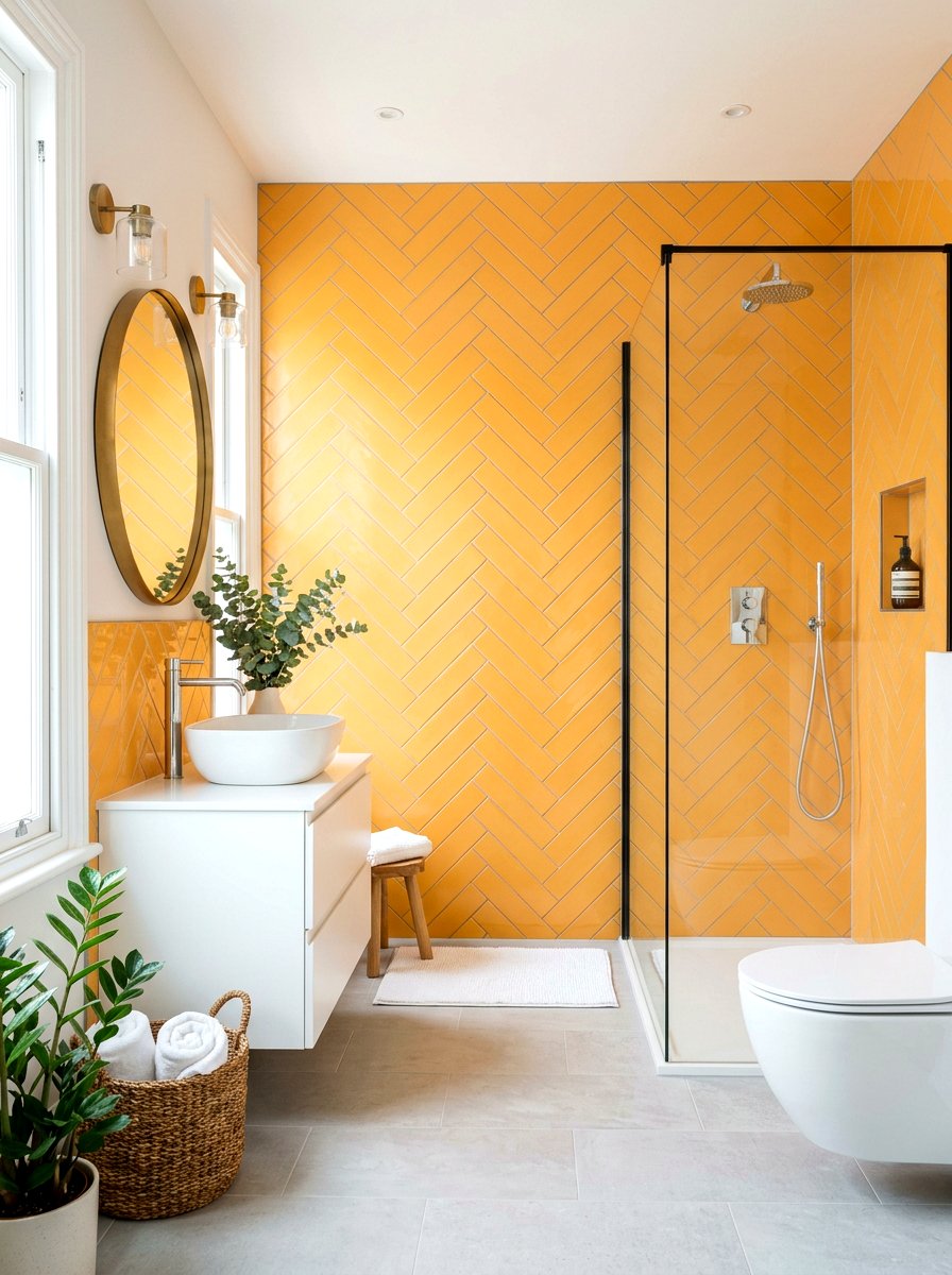 Apricot subway tile bathroom - 30 apricot bathroom ideas