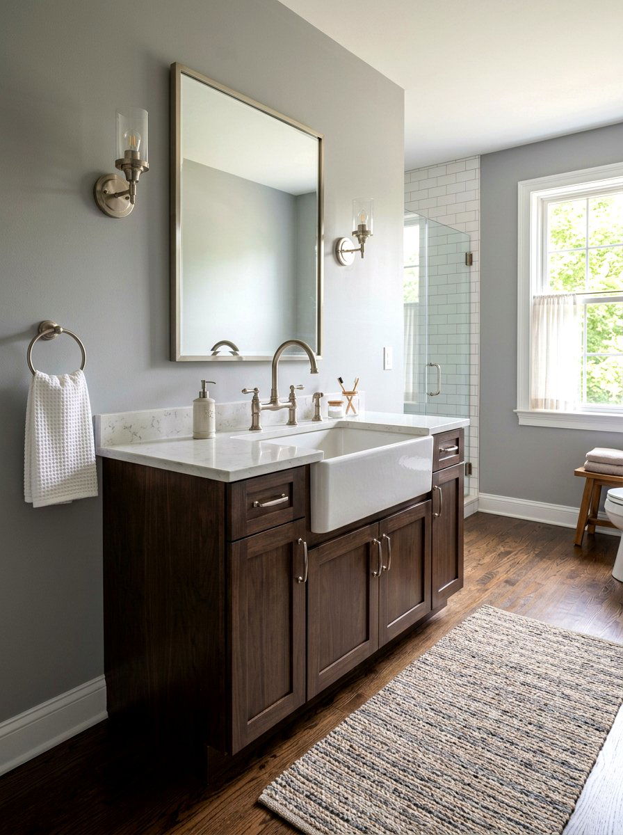 Apron Front Sink - 30 farmhouse bathroom ideas