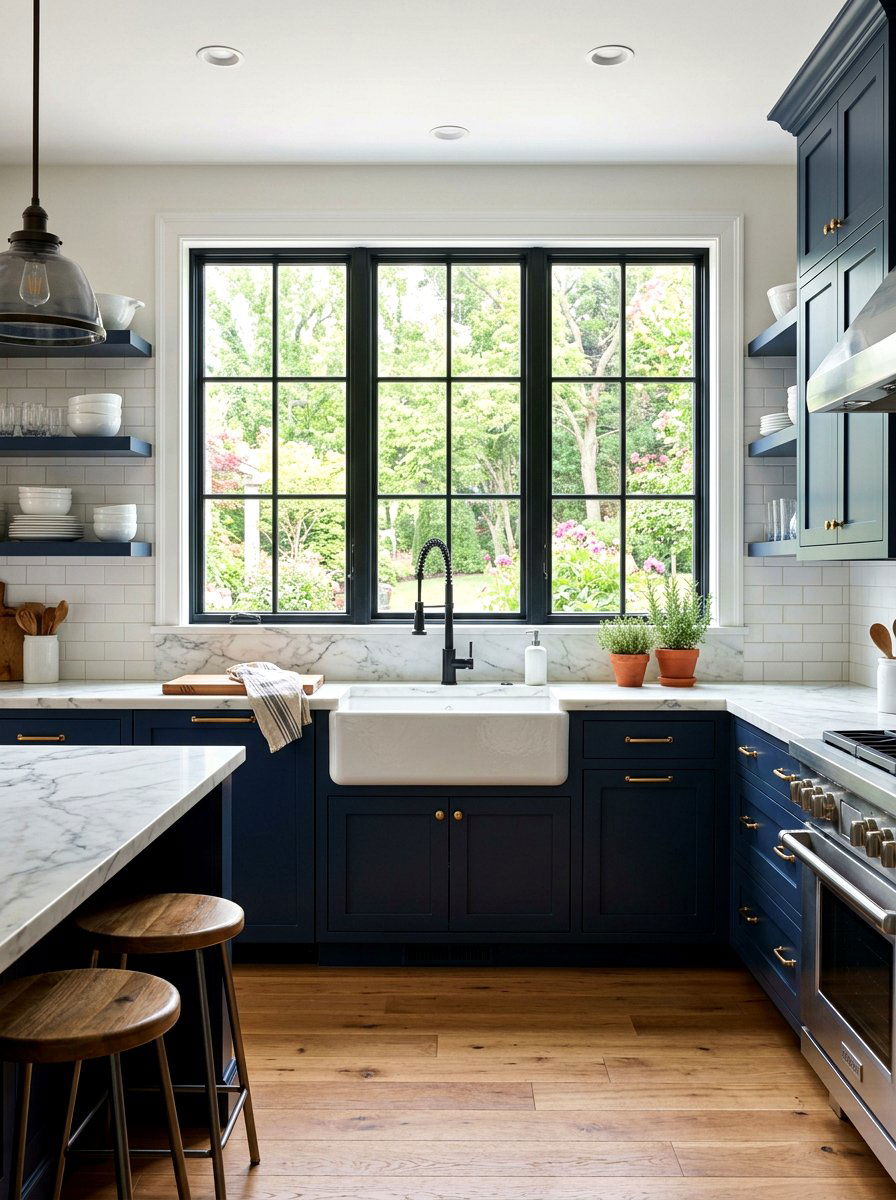Apron front farmhouse sink - 30 industrial farmhouse kitchen ideas