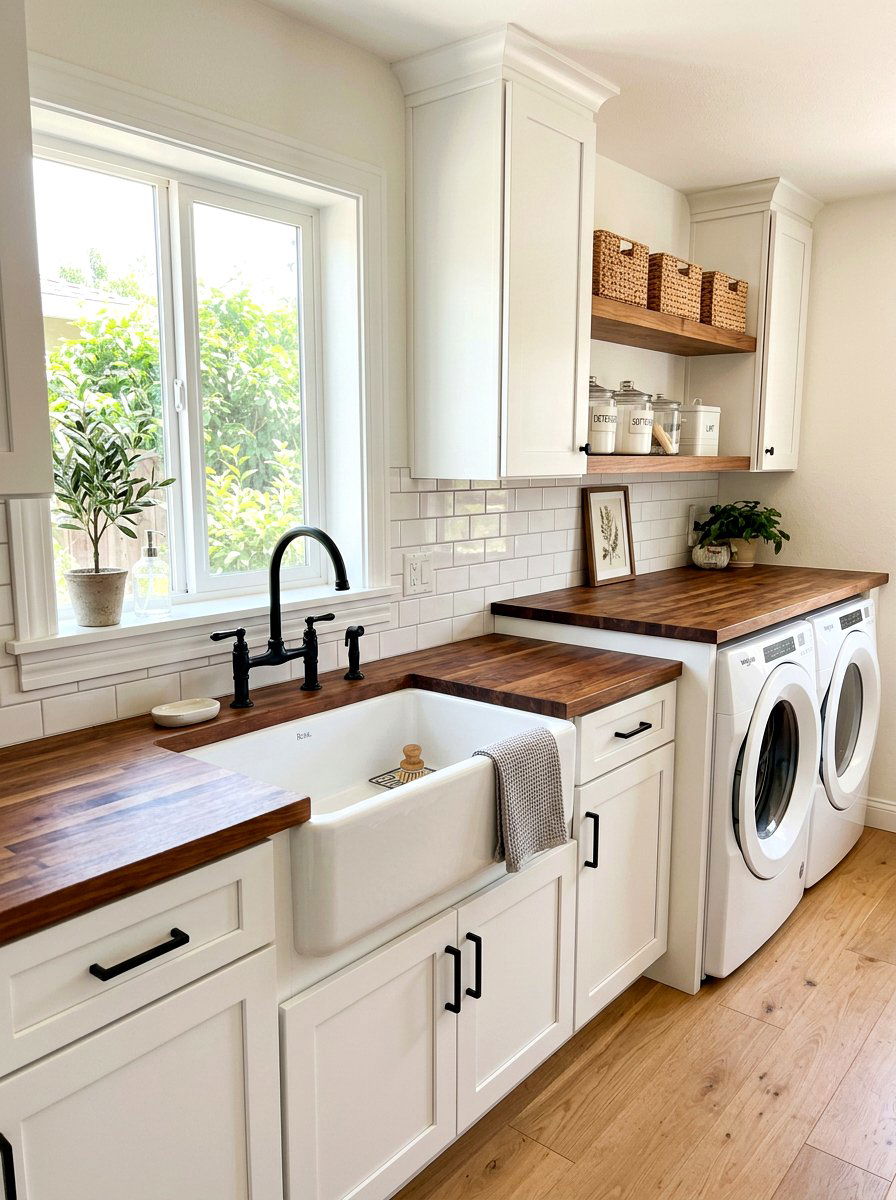 Apron front laundry sink - 30 farmhouse laundry room ideas