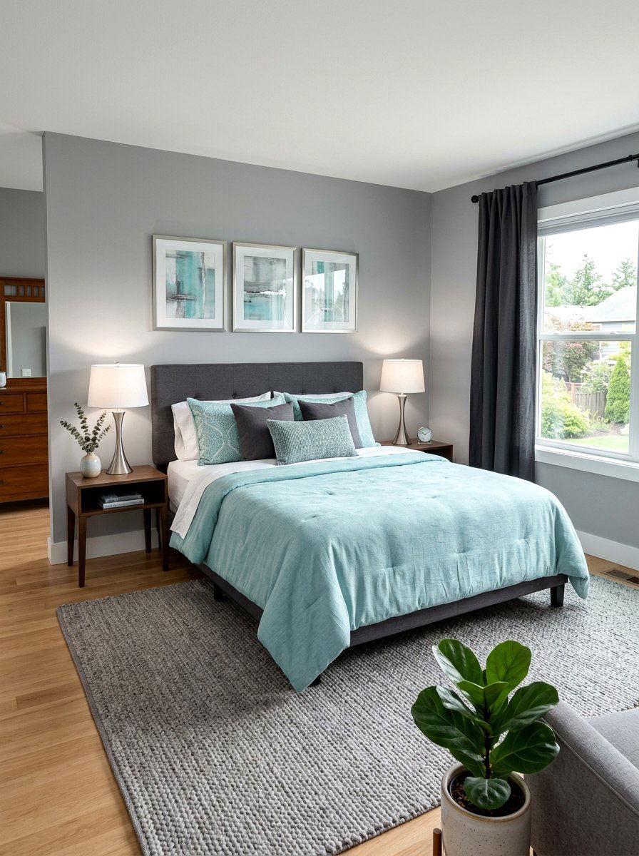 Aqua And Gray Bedroom - 30 aqua bedroom ideas