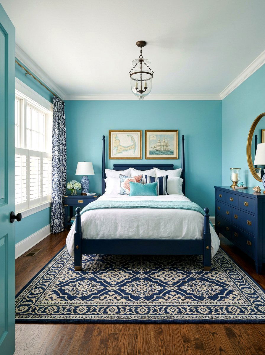 Aqua And Navy Bedroom - 30 aqua bedroom ideas