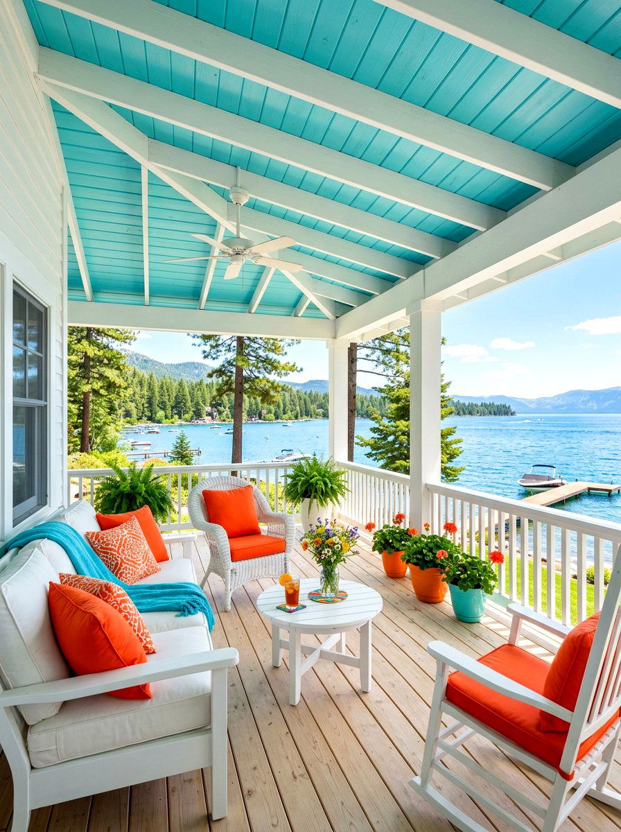 Aqua Blue Porch - 30 porch ceiling paint ideas