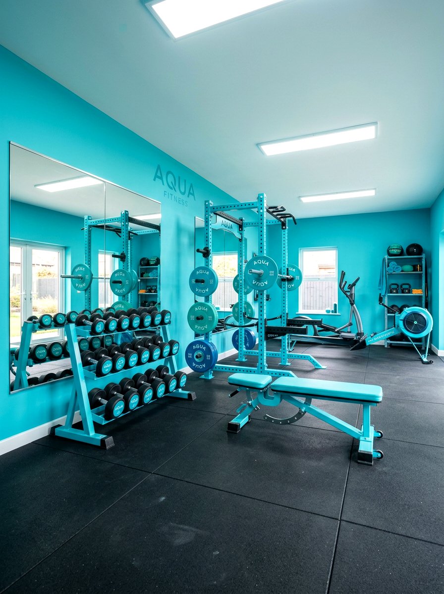 Aqua blue home gym - 30 spring color drench ideas