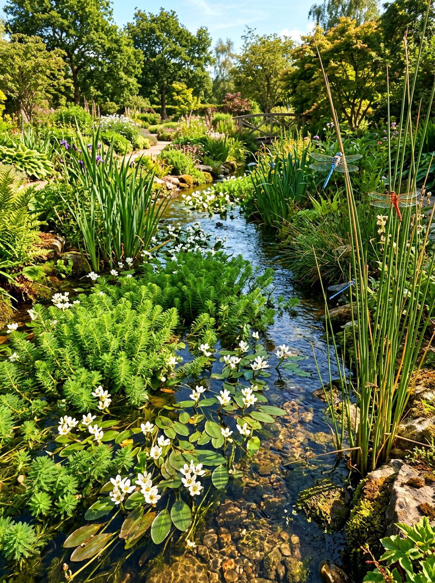 Aquatic plant stream - 30 backyard stream ideas