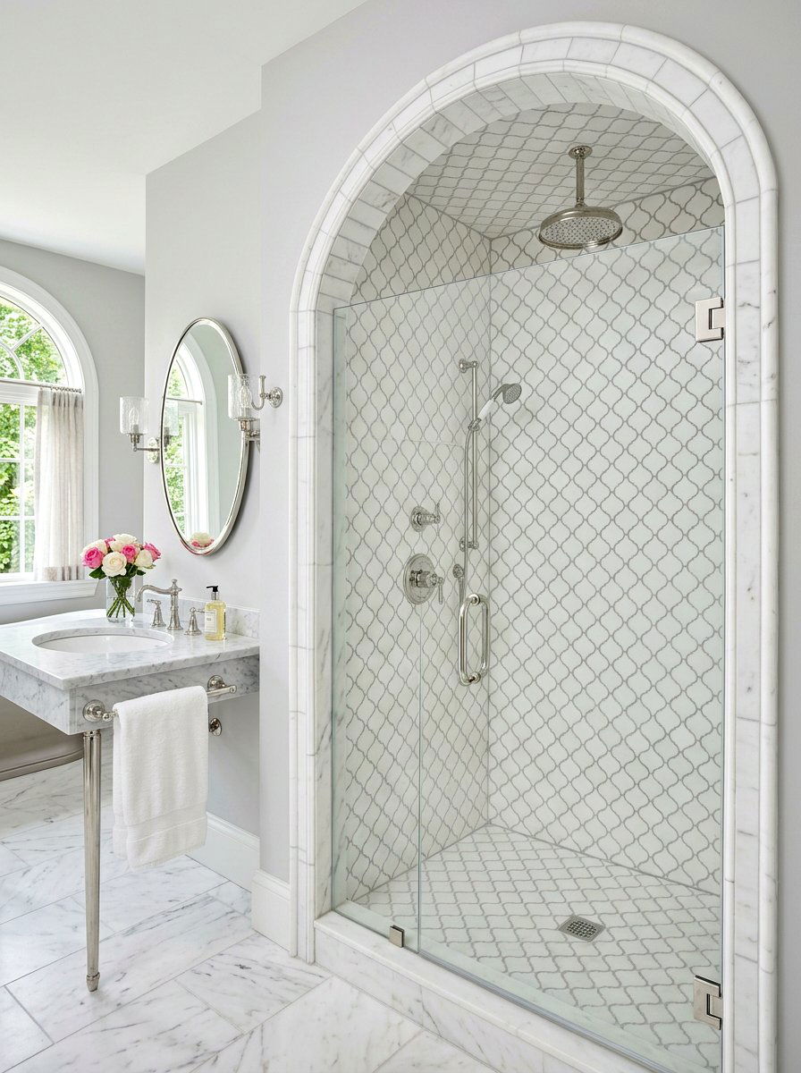 Arabesque Tile Backsplash Shower - 30 shower tile pattern ideas