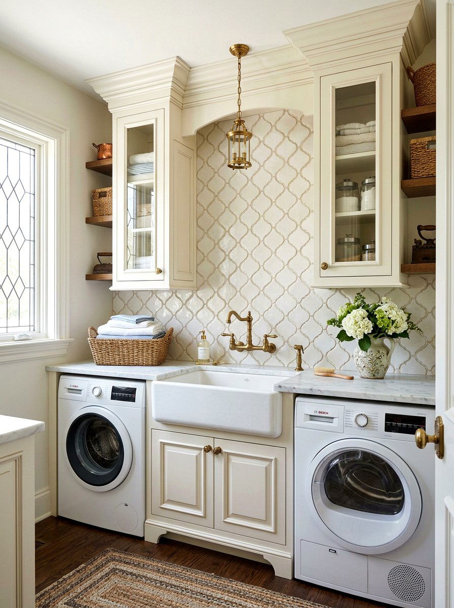 Arabesque tile laundry backsplash - 30 laundry room backsplash ideas