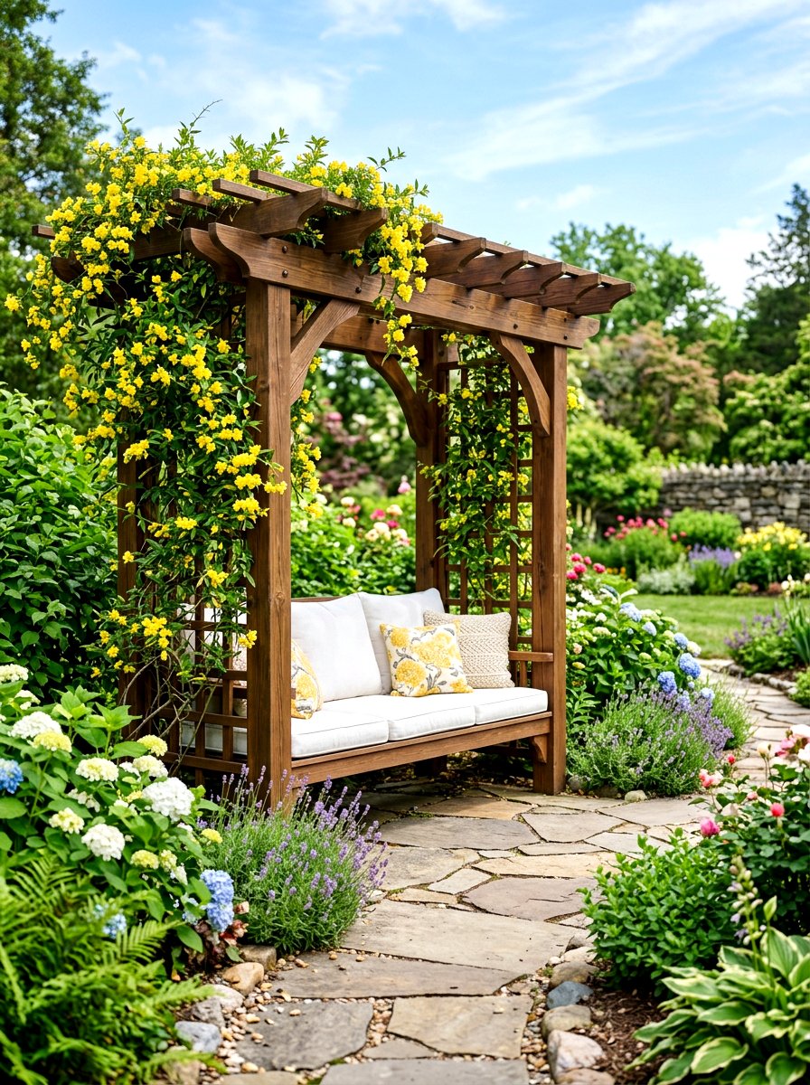 Arbor With Bench Seating - 30 backyard arbor ideas