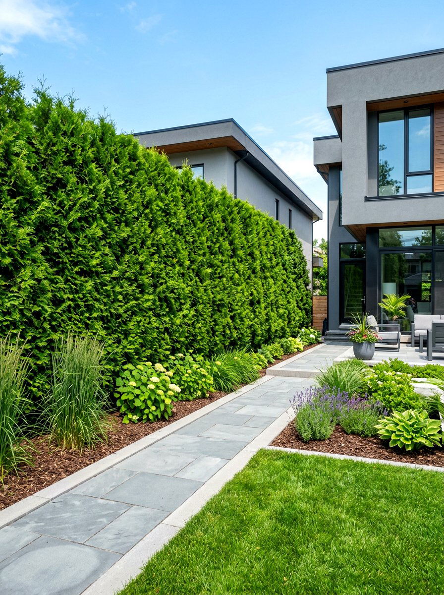 Arborvitae Green Wall - 30 house front hedge ideas