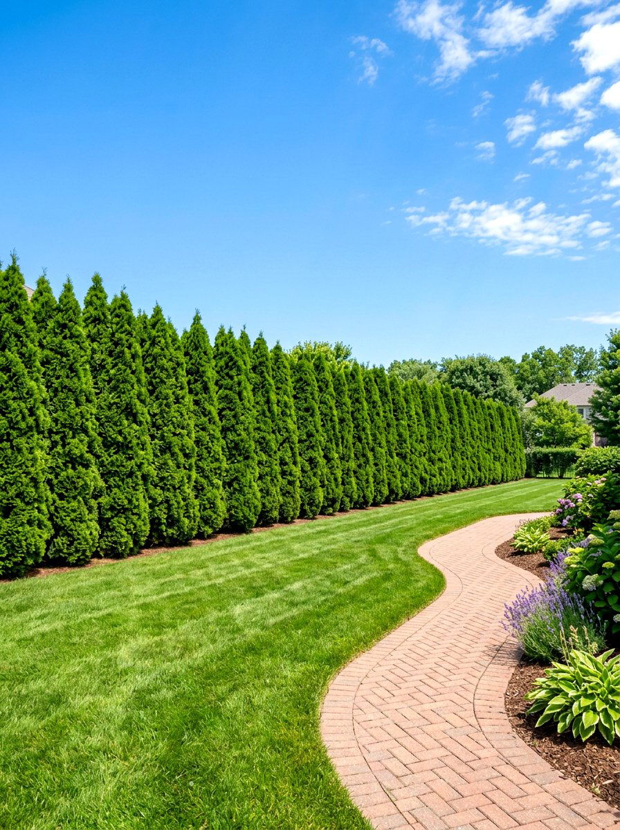 Arborvitae Hedge - 30 backyard privacy ideas