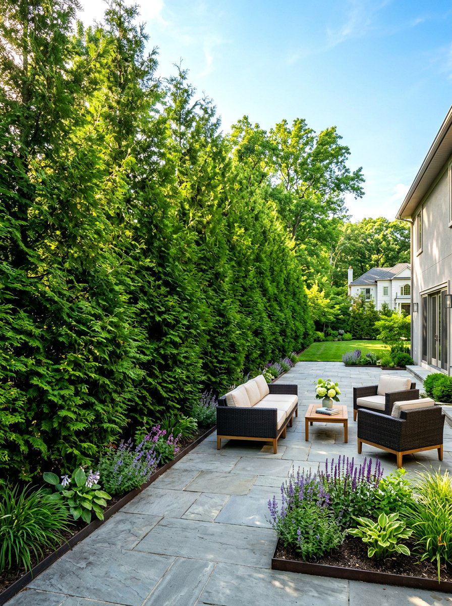Arborvitae Privacy Screen - 30 hedge privacy ideas