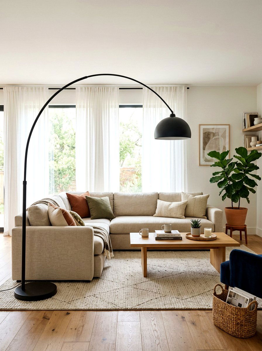 Arc Floor Lamp - 30 no overhead light apartment ideas