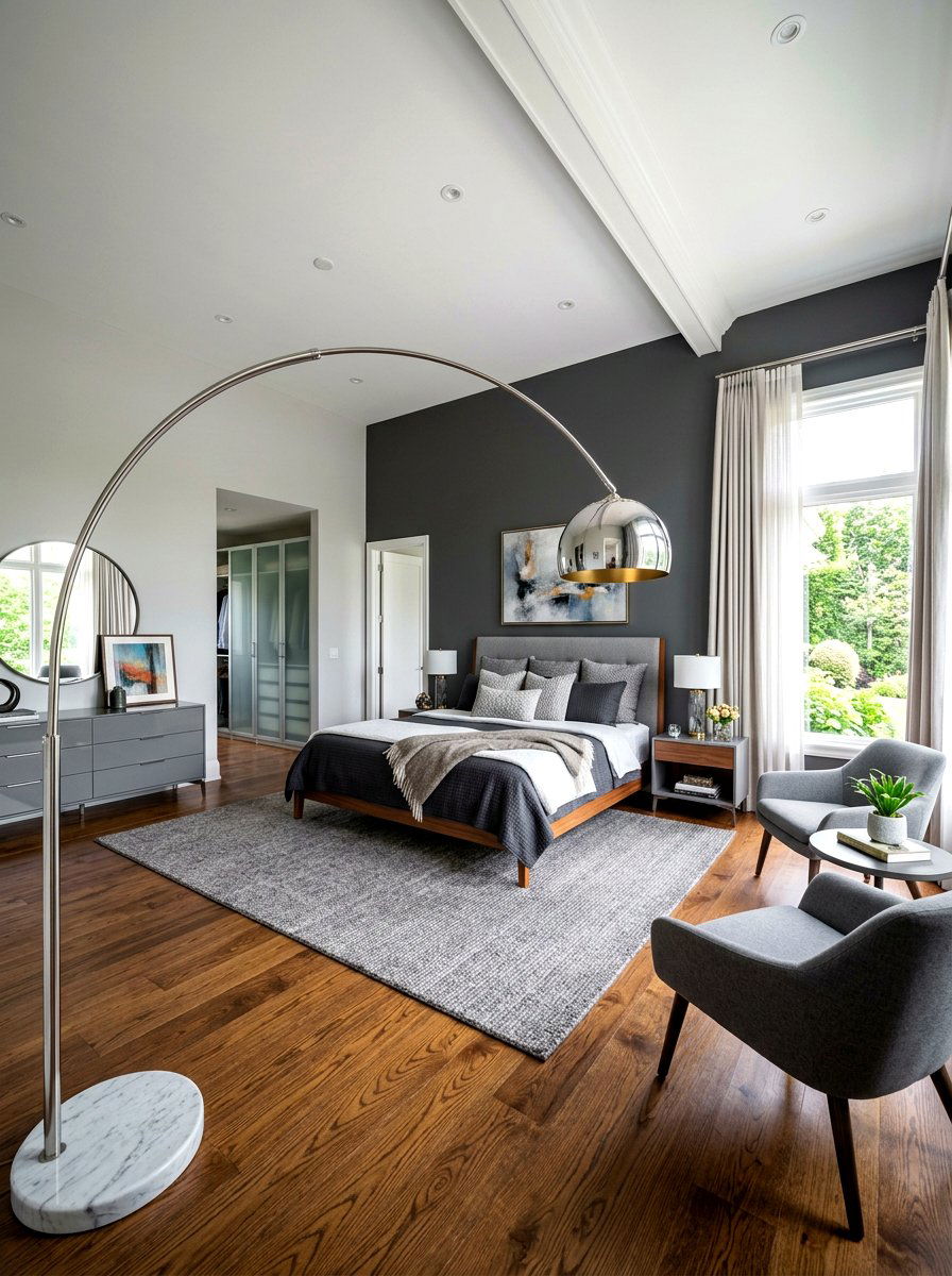 Arc Floor Lamp - 30 bedside lighting ideas