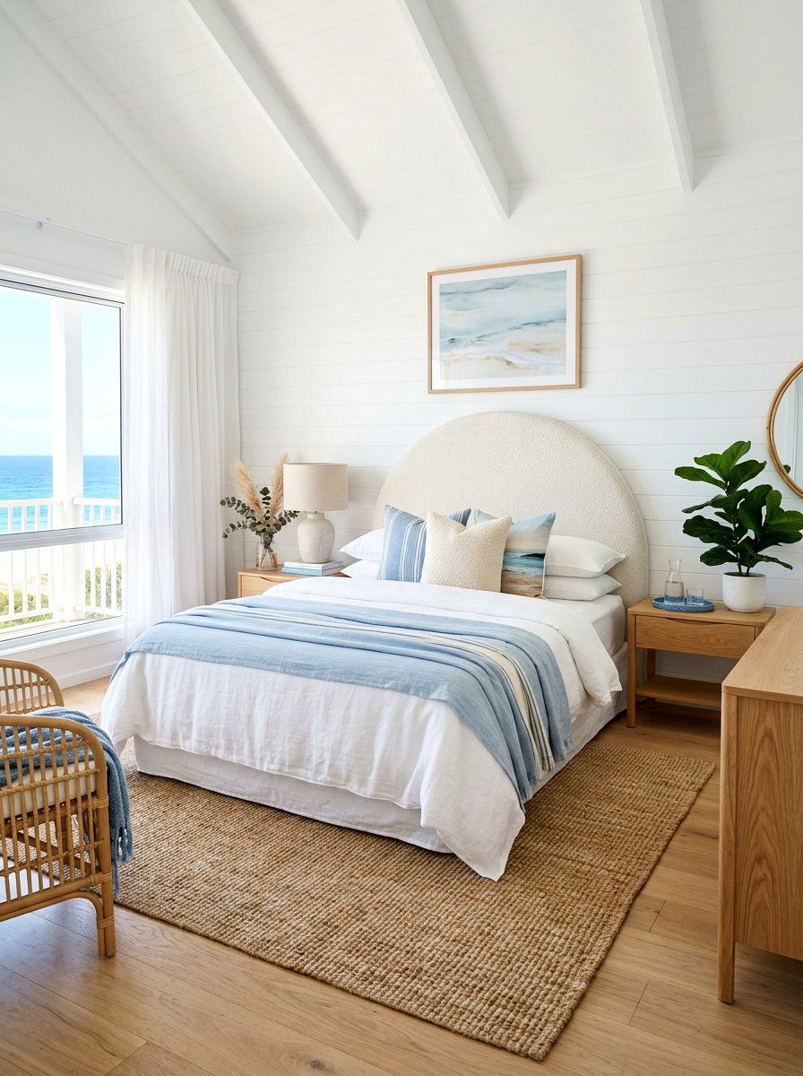 Arch shaped boucle headboard - 30 boucle headboard ideas