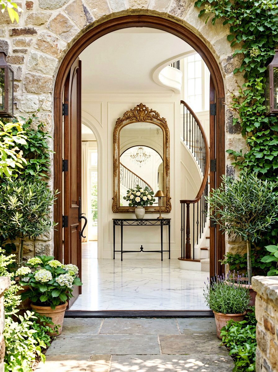 Arched Antique Mirror Foyer - 30 antique mirror foyer ideas