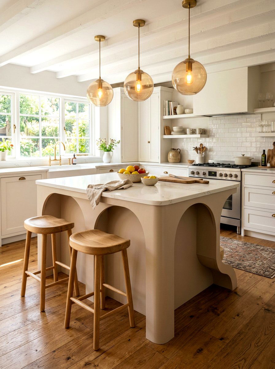 Arched Base Kitchen Island - 30 modern farmhouse kitchen island ideas