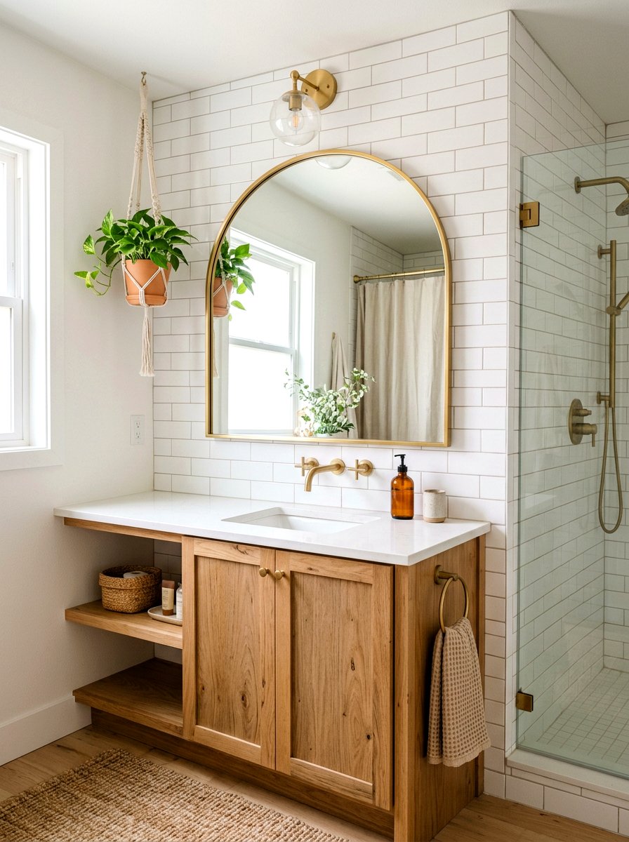 Arched Bathroom Mirror - 30 boho bathroom ideas