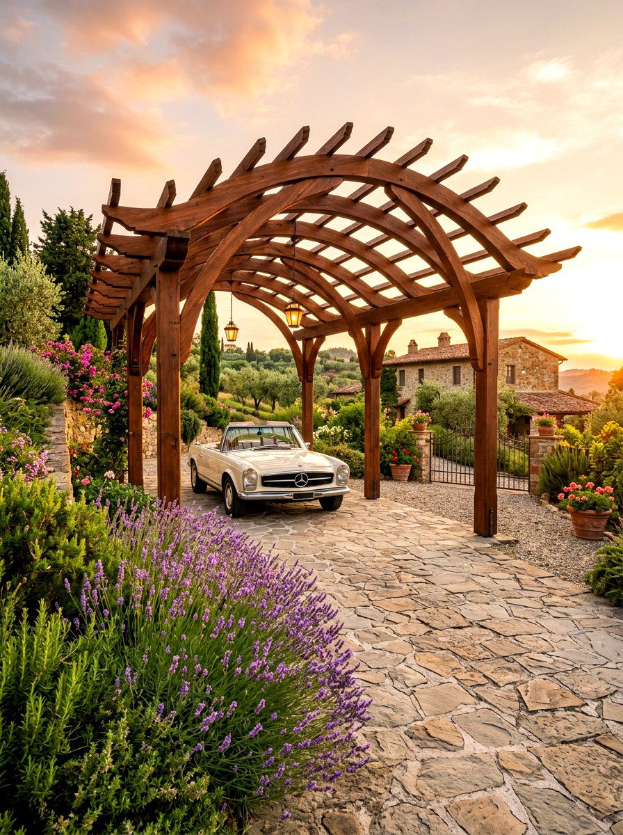Arched Beam Pergola Carport - 30 pergola carport ideas