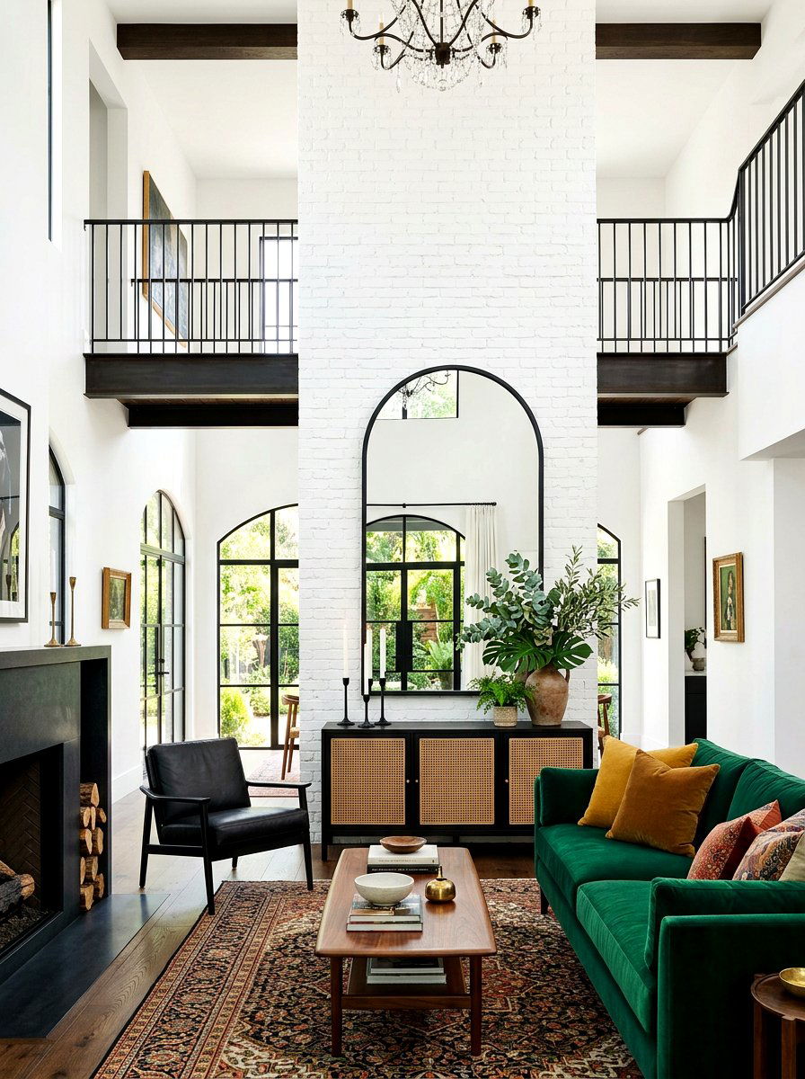 Arched Black Mirror - 30 mantel mirror ideas