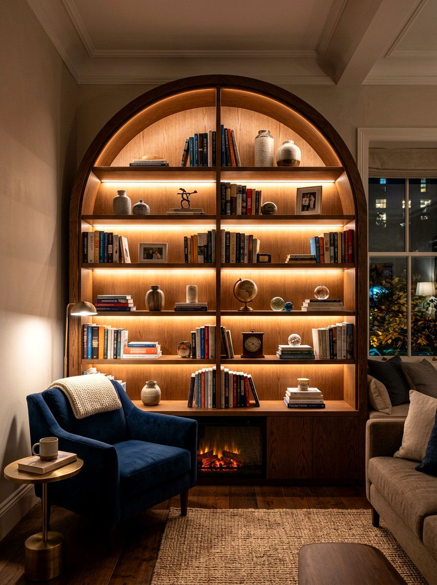 Arched Bookshelf Light - 30 arched bookshelf ideas