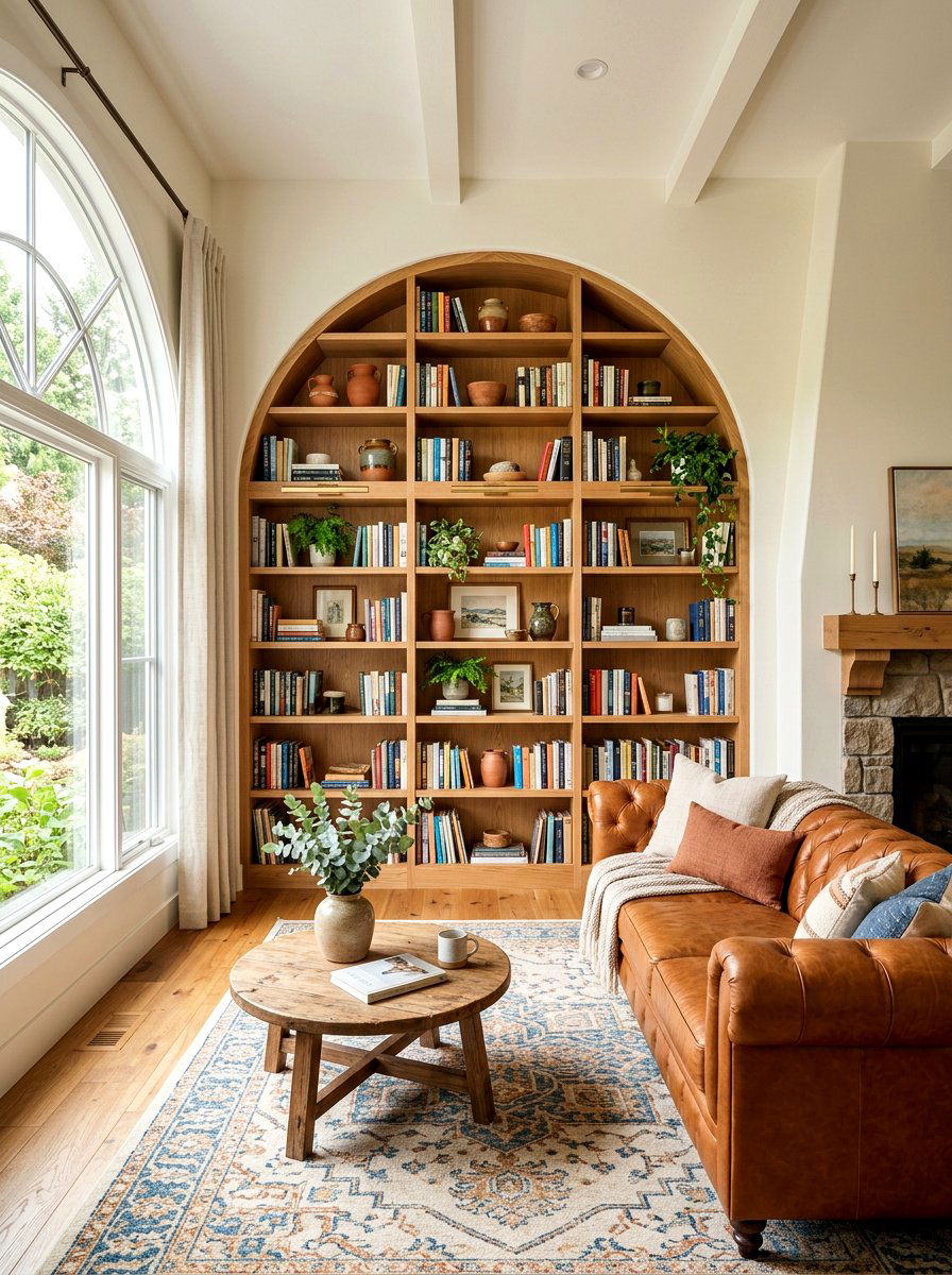 Arched Bookshelf Living Room - 30 arched bookshelf ideas