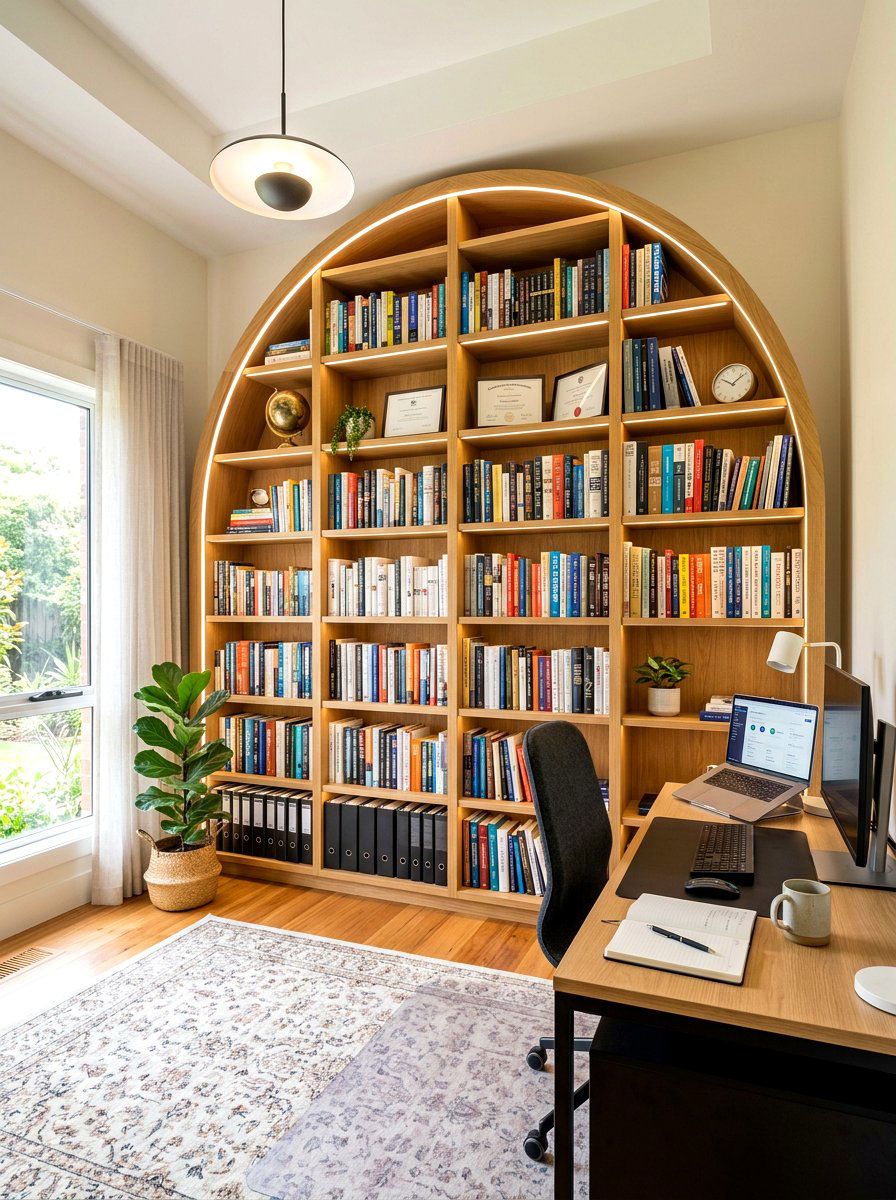 Arched Bookshelf Office - 30 arched bookshelf ideas