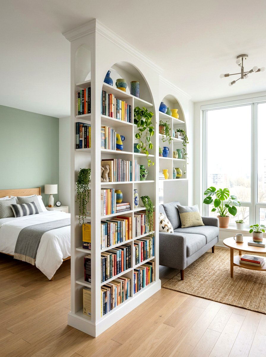 Arched Bookshelf Room Divider - 30 arched room divider ideas