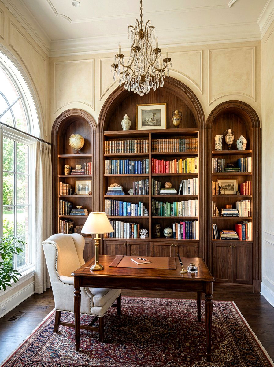 Arched Bookshelf Wall Office - 30 bookshelf wall office ideas