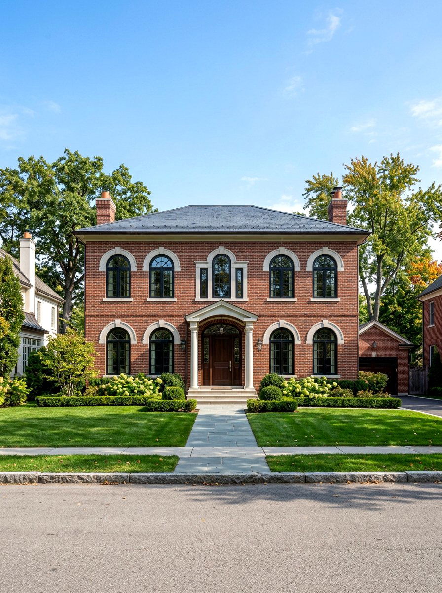Arched Brick Windows Limestone Headers - 30 brick and limestone exterior ideas