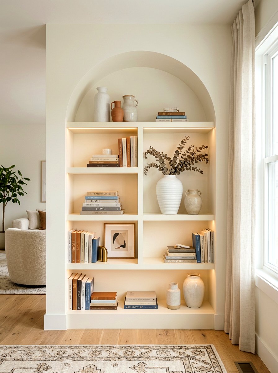 Arched Built In Shelving - 30 shelf styling for Instagram ideas