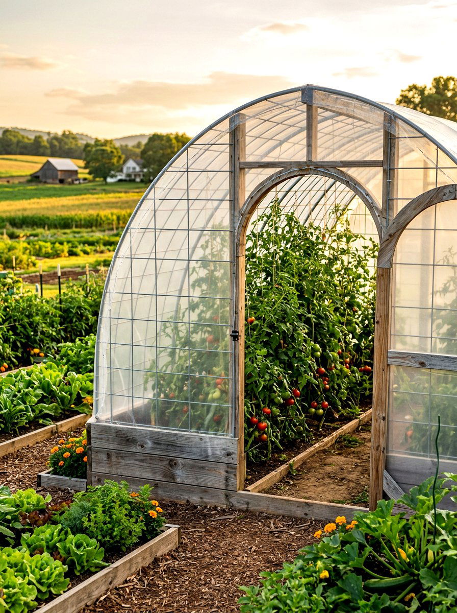 Arched Cattle Panel Greenhouse - 30 mini backyard greenhouse ideas