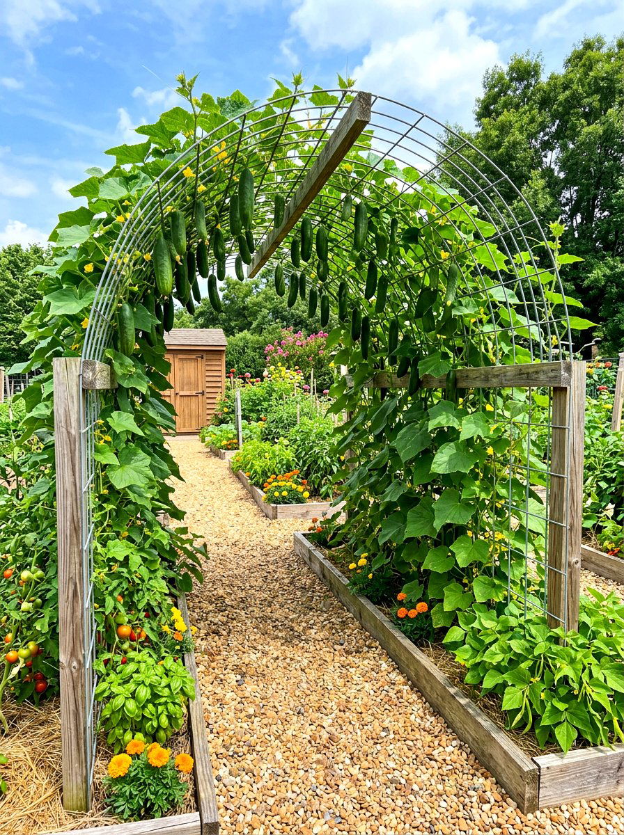 Arched Cattle Panel Trellis - 30 garden trellis ideas
