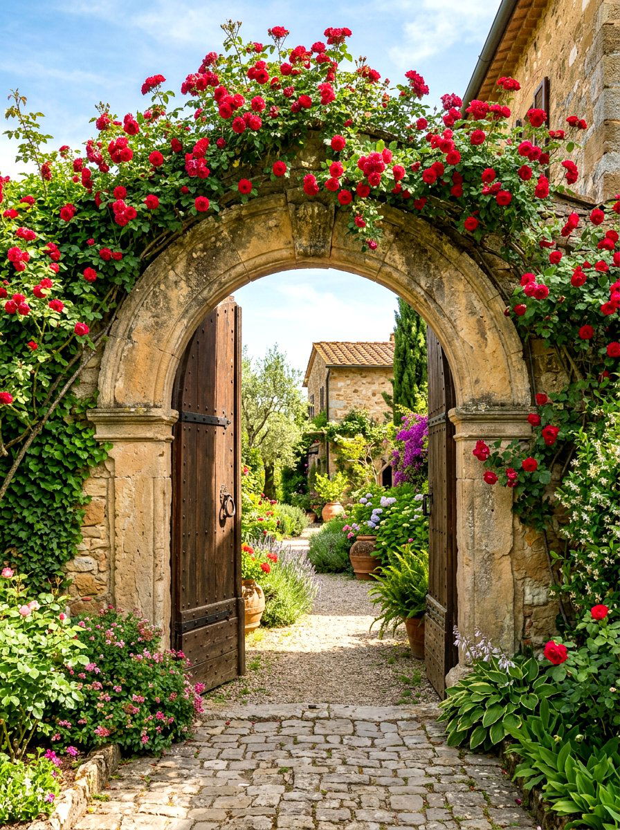 Arched Courtyard Entrance - 30 Tuscan courtyard ideas