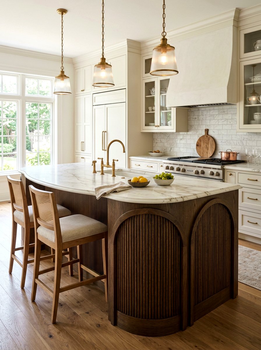 Arched Detail Reeded Kitchen Island - 30 reeded wood kitchen island ideas