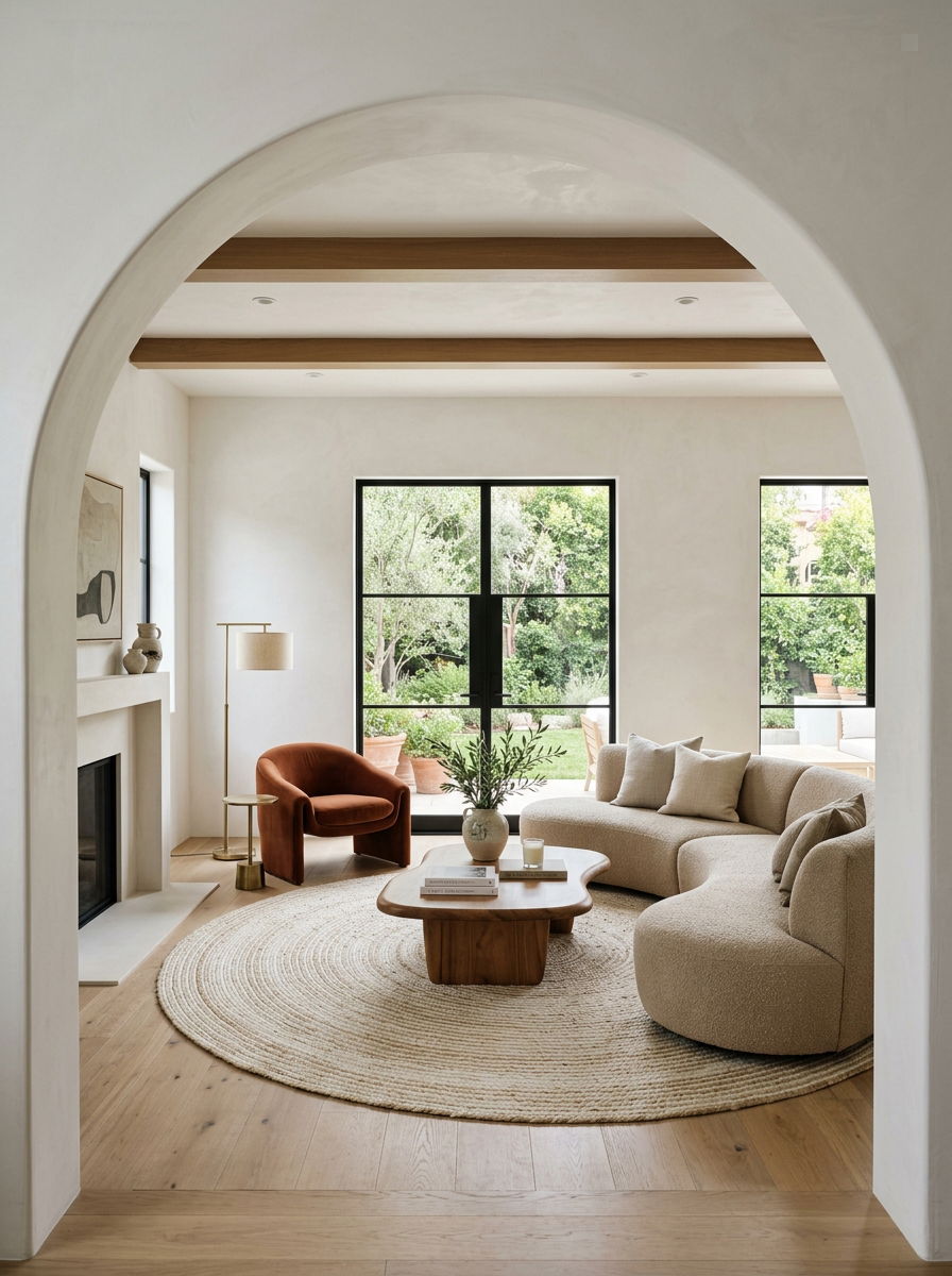 Arched Doorway Living Room - 30 organic modern living space ideas