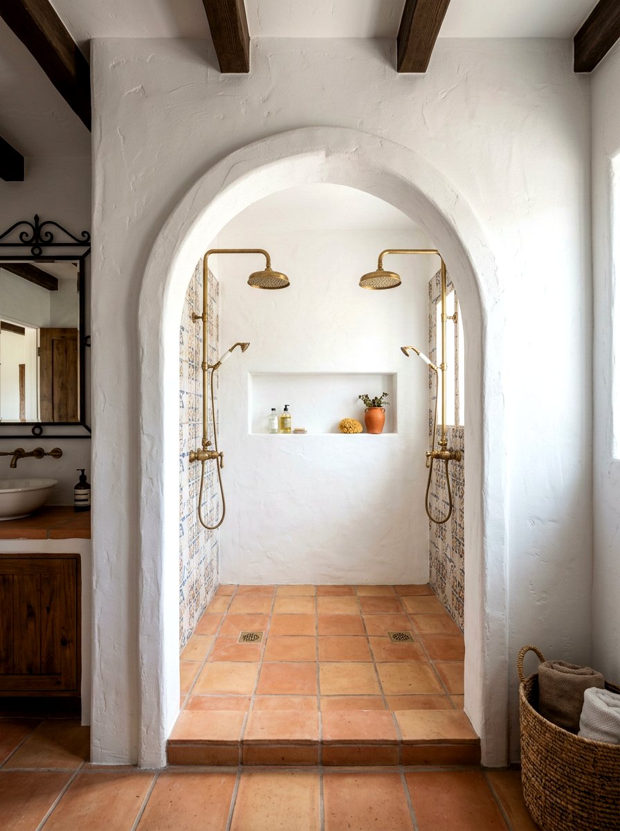 Arched Double Shower Entry - 30 double shower wall ideas
